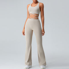 Pantalon large de yoga pour exercices de yoga, sensation de peau nue, sous-vêtements d'exercice pour le dos, costume de fitness