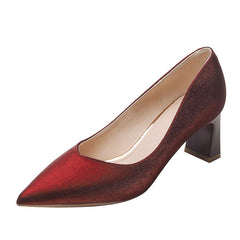 Women's Handmade Square Toe High Chunky Heels