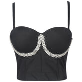 Einbettbarer, atmungsaktiver Slim Fit-BH mit Diamanten, Oberbekleidung mit umwickelter Brust, rückenfreies französisches Unterhemd