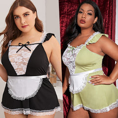 Plus Size Lingerie Game Uniform Role Play Maid Seductive Lace Maid Costume Suit
