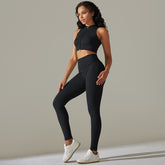 Seamless Knitted Zipper Thread Sports Vest Pants Yoga Fitness Suit