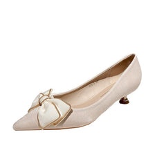 Women's Bow Low Pointed Stiletto Apricot