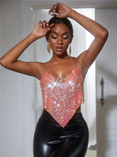 Criss Cross Mirror Bar Nachtclub Rückenfreies Crop Top aus Metall Spaghettiträger Tube Top