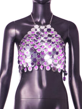 Gilet punk à bretelles spaghetti et paillettes assorties