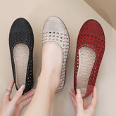 Chaussures d'été à enfiler en tissu ancien de Pékin pour femmes, ajourées, confortables pour mères