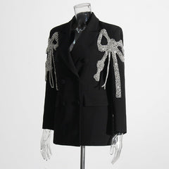 Korean Loose Straight Affordable Luxury Bow Stitching Blazer
