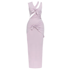 Kleid Einfaches, schmales, ärmelloses Maxikleid mit V-Ausschnitt und Schleife