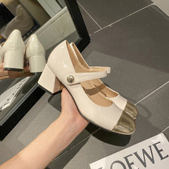 Women's Mary Jane Thick Spring Square Head Heels
