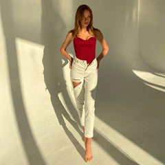 Gilet slim en forme de I à col en V et coutures discrètes, couleur unie, assorti à l'intérieur, enveloppant la poitrine