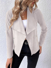 Fur Coat Collared Long Sleeve Office Zipper Short Top