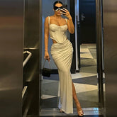 Boning Corset Sling Bandeau Slim Fit Split Skirt Set