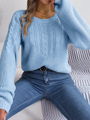 Pull décontracté à manches bouffantes et patchwork torsadé