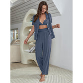 Pyjama à manches courtes, cardigan, vêtements d'intérieur, trois pièces, vêtements d'extérieur