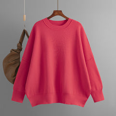 round Neck Knitwear Solid Color Loose Pullover