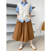 High Waist Slimming Puffy A line Dress Skirt Elastic Waist Mid Length Big Hem Umbrella Skirt