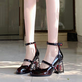 Escarpins Mary Jane à talons hauts épais et roses pour femmes