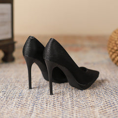 Women's High Pointed Toe Stiletto Waterproof Platform Pumps Solid Heels