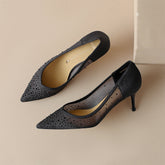 Escarpins à talons aiguilles hauts et pointus en diamant pour femmes, respirants