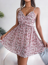 Floral V-neck Ruffled Large Swing Dress Holiday Cami Dress