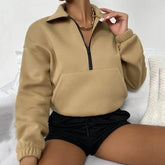 Sweat-shirt ample à manches longues et col zippé