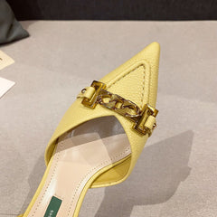 Escarpins à talons aiguilles pour femmes, motif litchi souple, avec boucle en métal