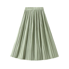High Waist Pleated Skirt Korean Drape Young Slimming Skirt Pink