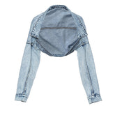 Personalisierte abgeschnittene Schulter Motorradjacke Kurzes Jeansmantel Top