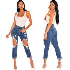 Slim Fit Ripped Stretch Denim Skinny Pants