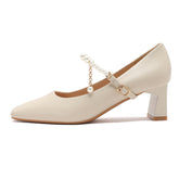 Graceful Women's Pearl Strap Simple Four Men's Shoes
