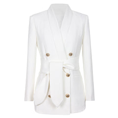 Star Blazer Metal Lion Head Buckle Double Breasted Small Blazers