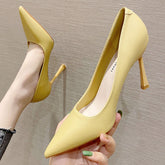 Escarpins à talons aiguilles pointus style fée pour femmes, couleur unie