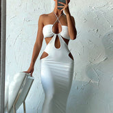 Halter Hollow Out Cutout Backless Lace-up Beach Dress