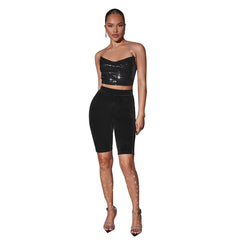 Drill Chain Camisole Backless Strap Sequin