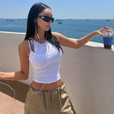 Trends Rundhals-Camisole Slim Fit Kurz geschnittene, einfarbige, passende Weste