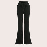 Pantalon décontracté taille basse extensible à cordon de serrage et bas cloche