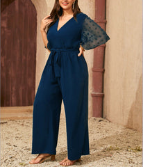 Plus Size Bow Socialite Lace up Straight Loose High Waist