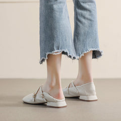 Jane Damen Frühlingsschuhe im französischen Stil mit weichen, klobigen Absätzen