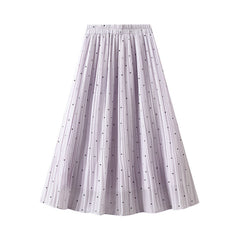 Fresh Small Polka Dot Chiffon Pleated Skirt Polka Dot Pleated High Waist A Line Midi Skirt