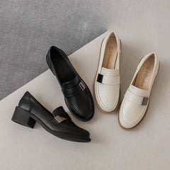 Women's British Style Soft Chunky Comfort Leather Shoes