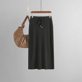 Knitted Skirt Type Hip Skirt Solid Color Ice Silk Mid Length Wool Skirt