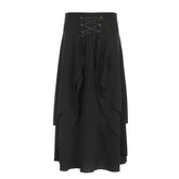 Dark Street Cooles, asymmetrisches Midikleid mit Ösenschnürung und kontrollierter Taille