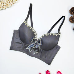 Korsett mit Schleife und Perlenstäbchen, Tube-Top, Taille, kurzes Korselett, Oberbekleidung, diamantumwickelte Brust, heimliche Schlinge