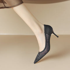 Women's Full Diamond Pointed High Stiletto Breathable
