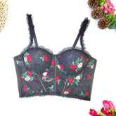 French Sweet Lace Stitching Floral Camisole Outer Wear Inner Tube Top Beauty Back Boning Corset Top Thin