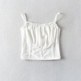 Eingewickelte Brust, einfarbig, halsfreie Weste, Blogger, schulterfrei, Patch, Netznaht, Sling