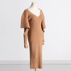 Fashionable Elegant Dress French Dress Slim Fit Slimming Sense of Mid-Length Knitted Dress