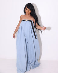 Wearable off Shoulder Wide Leg Jumpsuit With Belt