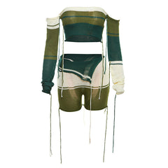 Ensemble haut tube en tricot découpé et short taille haute