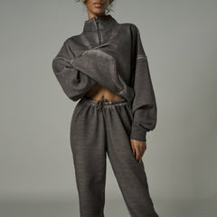 Hoodie Trendy BrLazy Feeling Loose Street Distressed Half Zipper Coat Winter