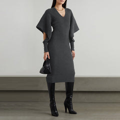 Fashionable Elegant Dress French Dress Slim Fit Slimming Sense of Mid-Length Knitted Dress
